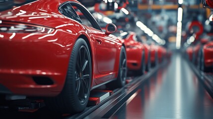 Fototapeta premium Assembly Line of Luxury Sports Cars