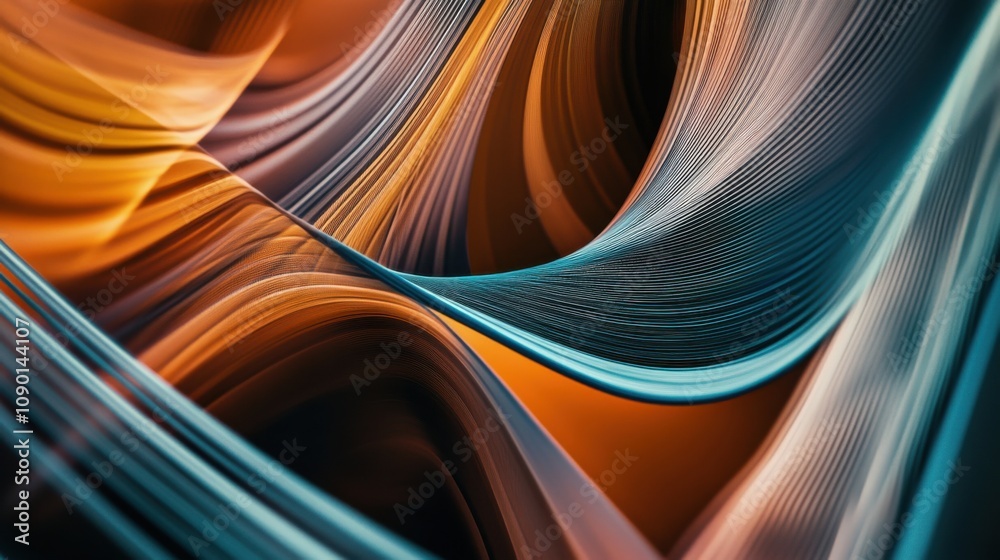 Poster an abstract composition of diverse, interwoven lines creating a fluid, harmonious design