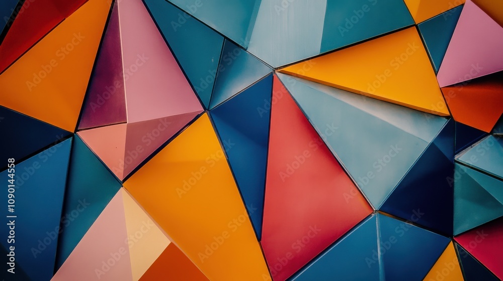 Aufkleber An abstract composition of interlocking, multicolored polygons forming a unified pattern, Symbolizing the integration of diverse elements into a cohesive whole