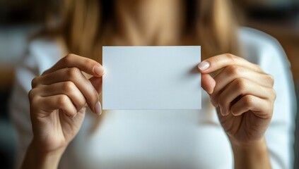 Obraz premium Blank Card Held by Woman