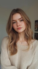 Happy 11–15-year-old girl. Beautiful woman in portrait