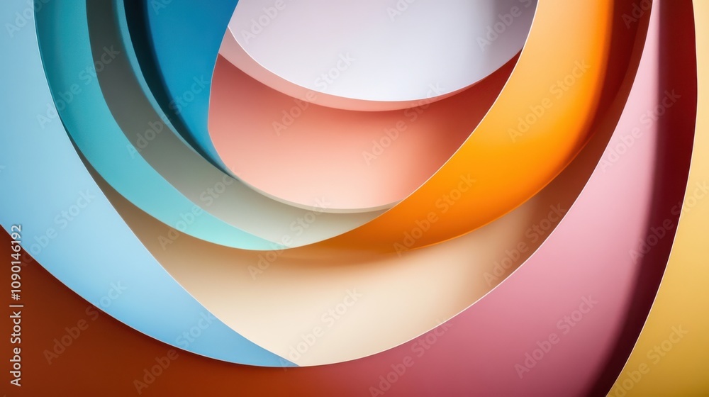 Poster An abstract depiction of diverse, overlapping arcs in varying colors creating a smooth, cohesive gradient