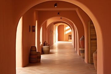 Naklejka premium Stunning interior and arched architecture of the historic castle captured in photographs