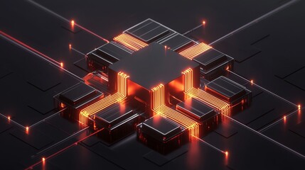 Innovative technology event showcasing quantum computing virtual space digital art urban environment futuristic concept