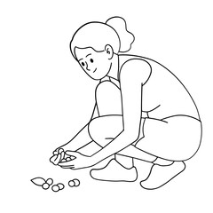 Obraz premium Young woman picking blueberry