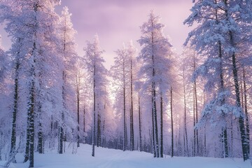 winter landscape with trees. Generative AI