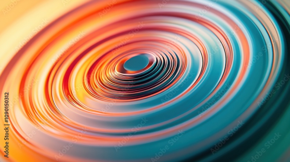 Poster An abstract image of concentric, multicolored rings expanding outward in smooth gradients, Representing the ripple effect of inclusive practices spreading through communities