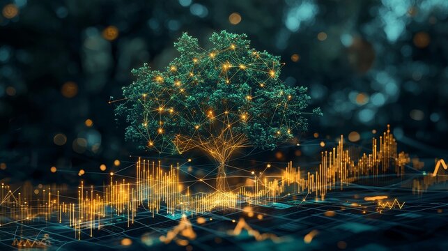 Digital tree growth data analysis in nature graphical representation tech environment abstract viewpoint for seo impact