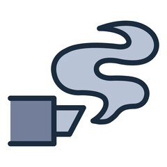 Exhaust pipe filled line icon with fumes for car emissions