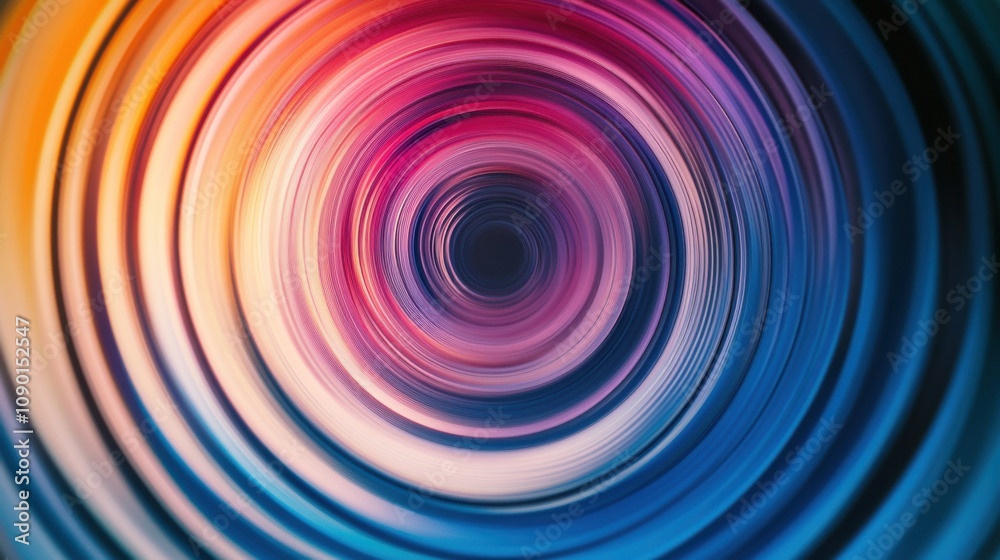 Poster An abstract pattern of concentric circles with shifting colors and gradients, Reflecting the ongoing expansion and inclusivity of diverse perspectives, photography style
