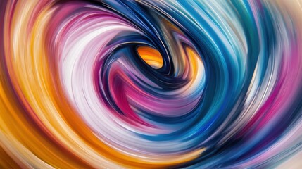 Obraz premium An abstract portrayal of a spectrum of swirling paint strokes merging into a single, unified swirl, Representing the convergence of diverse creative expressions into a harmonious whole