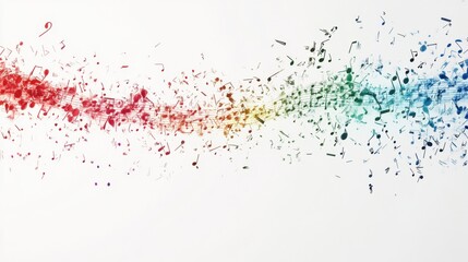 An abstract representation of a diverse array of musical notes coming together to form a harmonious melody, Depicting the concept of different voices and perspectives contributing to a unified outcome