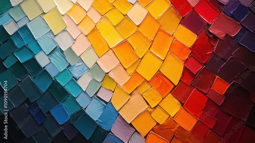Aufkleber An abstract representation of a gradient mosaic with shifting colors and patterns, Symbolizing the diverse yet cohesive nature of inclusive environments, photography style