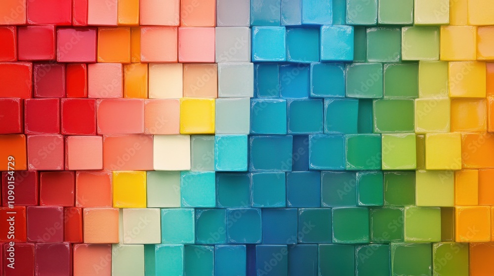 Poster An abstract representation of a gradient mosaic with shifting colors and patterns, Symbolizing the diverse yet cohesive nature of inclusive environments, photography style