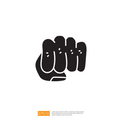 A graphic representation of a clenched fist, symbolizing strength, resistance, or solidarity. The design is simple and bold, suitable for various contexts.