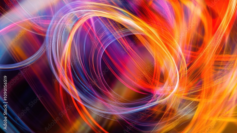 Fototapete An abstract swirl of intersecting lines in a spectrum of colors, Reflecting the dynamic interactions and connections within diverse environments, photography style