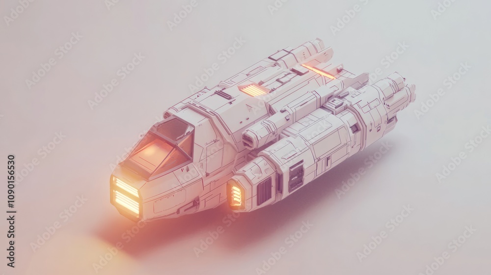 Aufkleber A futuristic spaceship model with sleek design and glowing elements.