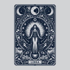libra tarot tattoo in gothic tones