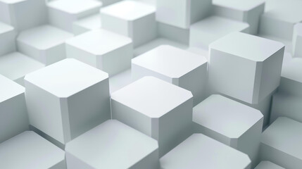 Fototapeta premium Explore a sleek minimalistic texture with 3D sharp corners, featuring volumetric hexagons basked in soft white light.