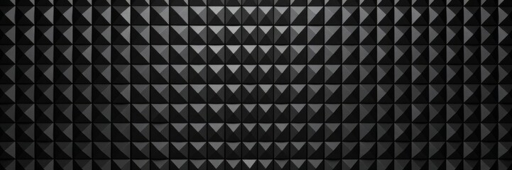 Obraz premium Futuristic polished wall background with 3d tile wallpaper, black triangular blocks, 3d render, render, black, tiles