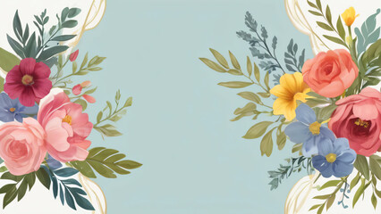 Obraz premium Watercolor floral wedding card with blank space for text.