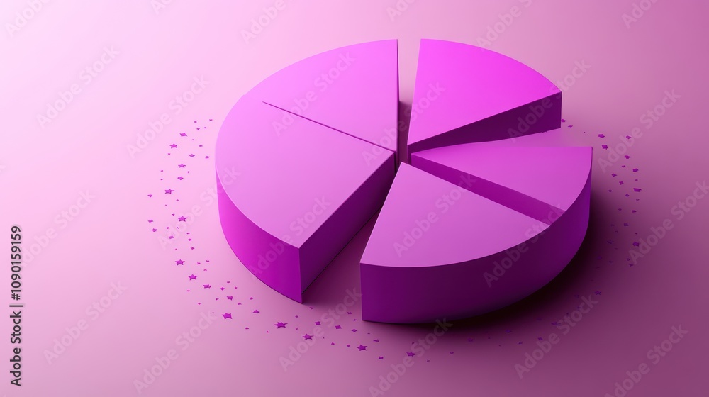 Aufkleber a 3d pie chart in vibrant pink, representing data visualization.