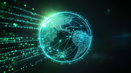 Obraz premium Futuristic digital globe representing global connectivity.