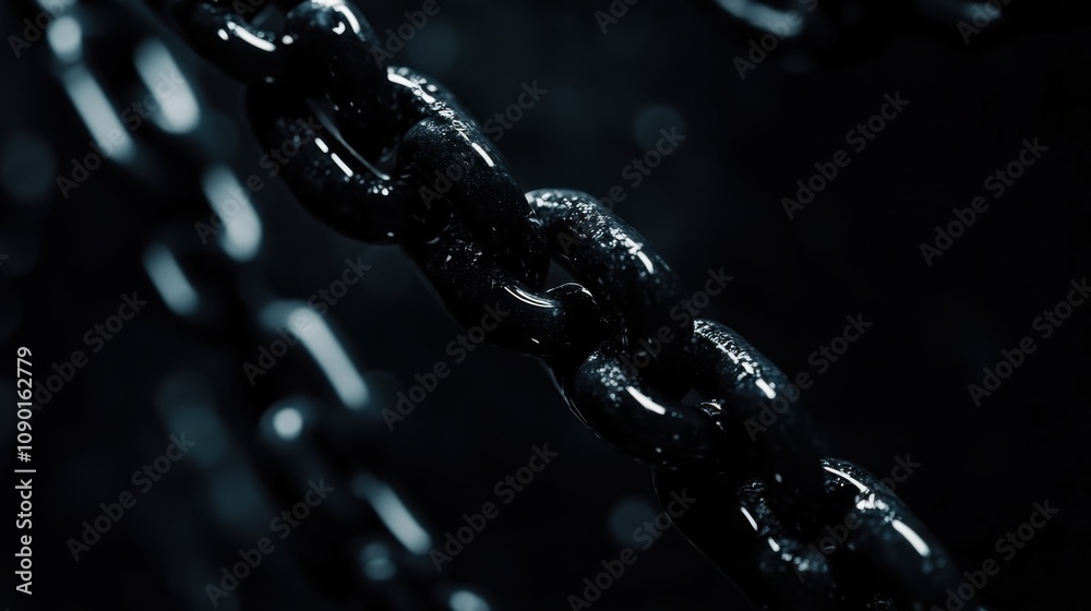 Aufkleber Broken chains falling into darkness, Symbolizing the abstract concept of breaking free from societal constraints and oppression, minimalist composition