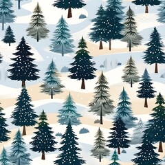 Obraz premium Seamless pattern christmas trees background