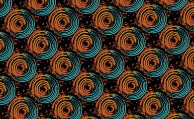 Seamless pattern with abstract circles exotic motif  green and orange colors 