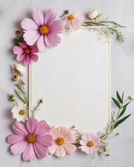 Obraz premium Charming blank wedding card with soft floral illustrations.