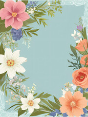 Fototapeta premium Blank wedding invitation surrounded by watercolor flowers.