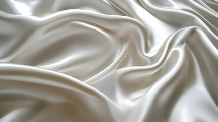 Obraz premium Elegant White Satin Fabric with Smooth, Draped Texture, Creating Soft, Flowing Waves and Subtle Shimmer, Perfect for Luxury Backgrounds or Design Inspiration