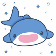 Cute Happy Whale Cartoon illustration Sticker emote Clip Art