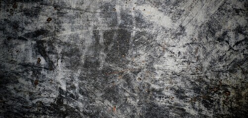 Fototapeta premium Gray grunge wall with cracks for backgrounds and overlays, Rustic grayscale coloured faded wooden subtle striped textured effect blank empty horizontal.