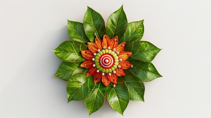 A Top View of a Betel Nut Placed on a Betel Leaf (Paan)

