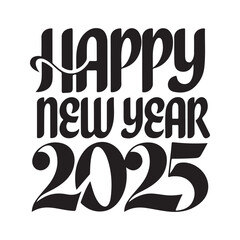 Happy New Year Silhouette Calligraphy Typography Design