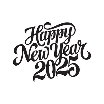 Happy New Year Silhouette Calligraphy Typography Design