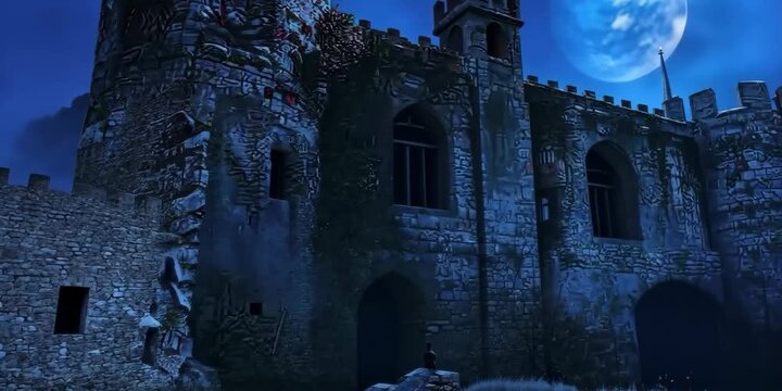 Special operations soldiers conducting a night raid on a castle to free captives, 4K Video
