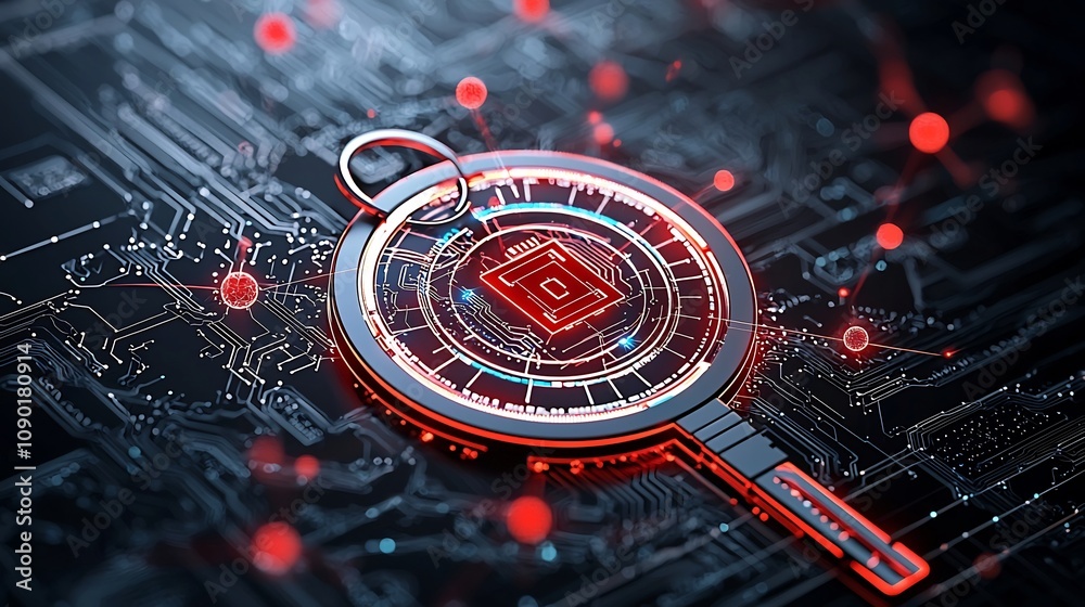 Poster Quantum Encryption Symbol with Digital Particles and Key Icon Highlighting Advanced Security Technology  Abstract futuristic background representing secure digital communication cryptography
