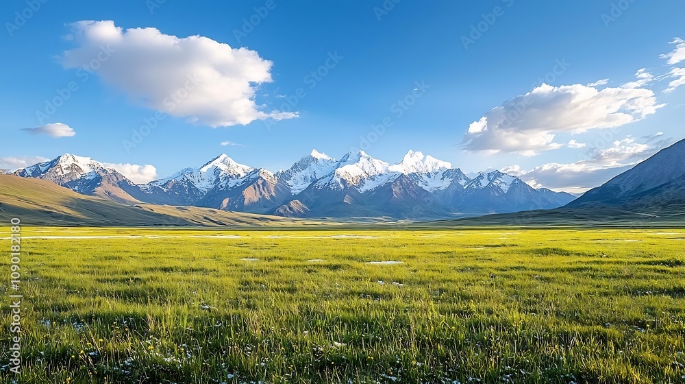 Aufkleber melting snow and ice on towering mountain peaks representing the effects of warmer temperatures on c