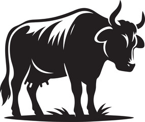 Fototapeta premium A cow silhouette with its head lowered vector