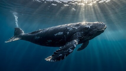 Sunlit Serenity: The Majestic North Atlantic Right Whale in Calm Waters