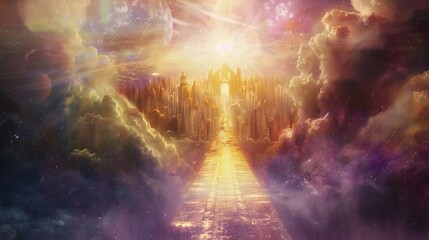 A path leading to a radiant heavenly city