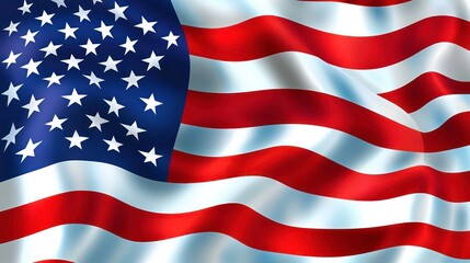 Fototapeta premium A close-up of the American flag, with the stars and stripes waving in the wind.