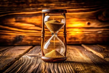Rugged Hourglass on Textured Wood: A Timeless Symbol of Craftsmanship in Rustic Industrial Setting