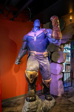 Thanos statue from the Guardians of the Galaxy at the Niagara Falls Movieland Wax Museum. Niagara Falls, Canada - September 20, 2024.