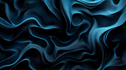 Obraz premium Abstract blue light waves on black background, abstract, wave, background, blue. Psychedelic Dream Waves. Illustration
