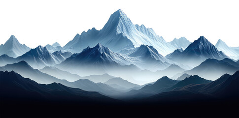 Fototapeta premium Silhouette of a mountains isolated on transparent background