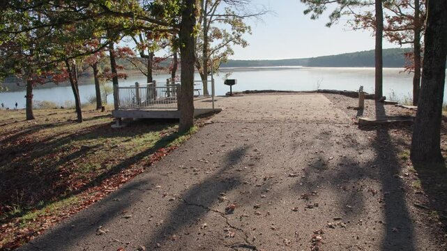 Lakeside campsite at McGee Creek State Park in Oklahoma.